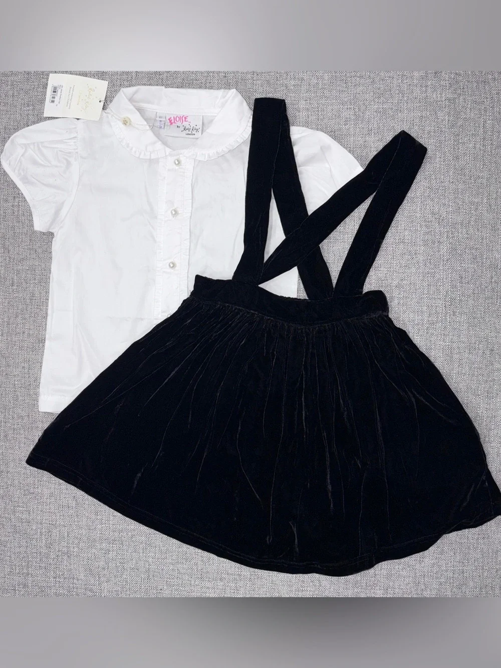 Eloise by Rachel Riley 6Y ruffle shirt and black velvet skirt NWT